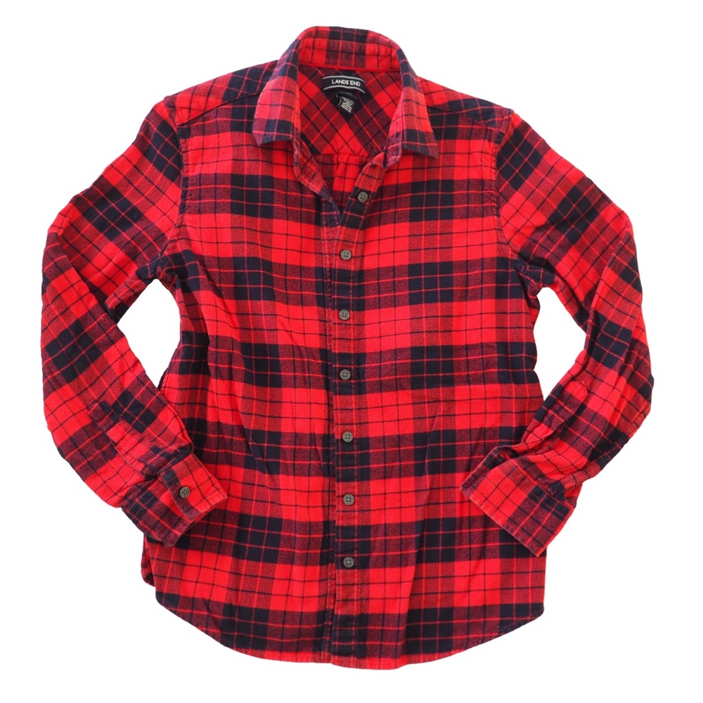 Lands' End Red and Black Plaid Shirt